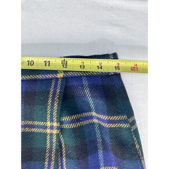 Talbots Women's sz 12 High Waisted Plaid Blue Green Yellow Skirt School Girl - Picture 6 of 12